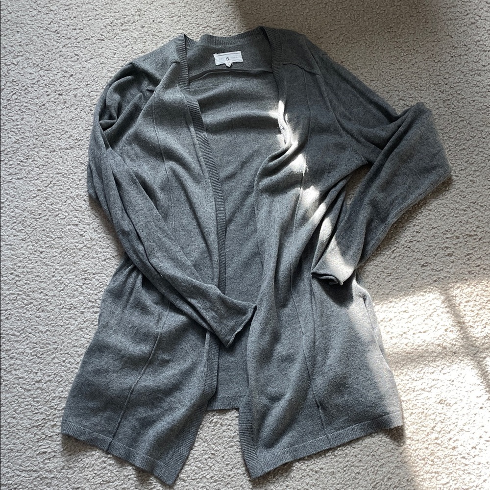 Lou & Grey Open-Front Gray Knit Cardigan